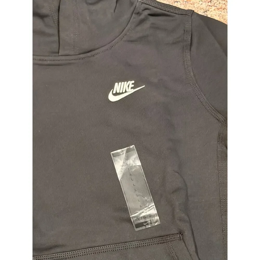 Nike Hoodie Boy Medium Black Pullover Fleece Swoosh Logo Sweatshirt Kid
